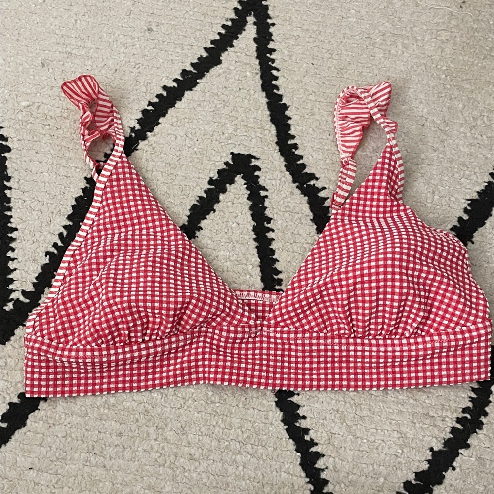 aerie Red Gingham Bikini Top